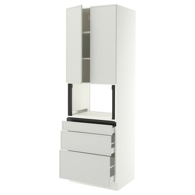 SEKTION / MAXIMERA Hi cb f micro w 3 drawers/2 doors, white/Aspudden light gray, 30x24x90 "