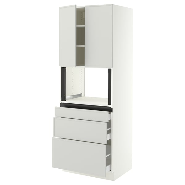 SEKTION / MAXIMERA Hi cb f micro w 3 drawers/2 doors, white/Aspudden light gray, 30x24x80 "