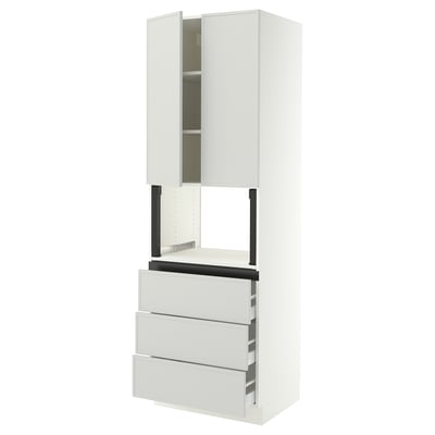 SEKTION / MAXIMERA Hi cb f micro w 3 drawers/2 doors, white/Aspudden light gray, 30x24x90 "