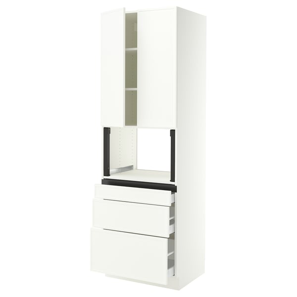 SEKTION / MAXIMERA Hi cb f micro w 3 drawers/2 doors, white/Aspudden matte white, 30x24x90 "