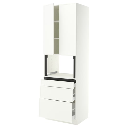 SEKTION / MAXIMERA Hi cb f micro w 3 drawers/2 doors, white/Aspudden matte white, 30x24x90 "