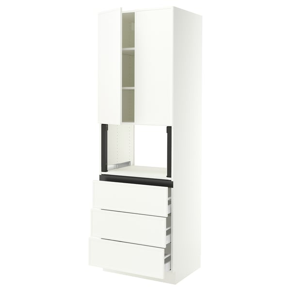 SEKTION / MAXIMERA Hi cb f micro w 3 drawers/2 doors, white/Aspudden matte white, 30x24x90 "