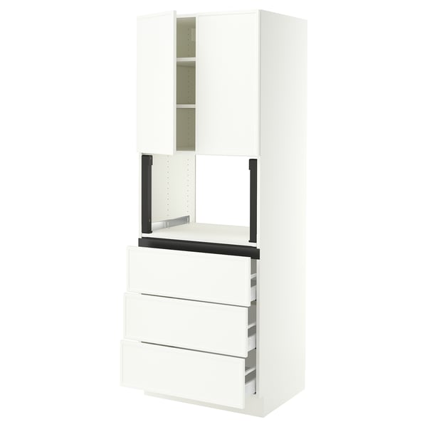 SEKTION / MAXIMERA Hi cb f micro w 3 drawers/2 doors, white/Aspudden matte white, 30x24x80 "