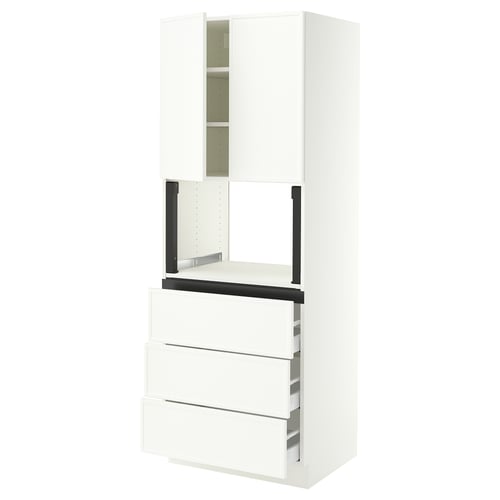 SEKTION / MAXIMERA Hi cb f micro w 3 drawers/2 doors, white/Aspudden matte white, 30x24x80 "