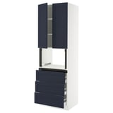 SEKTION / MAXIMERA Hi cb f micro w 3 drawers/2 doors, white Axstad/matte blue, 30x24x90 "