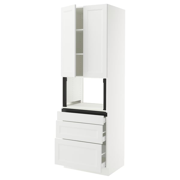 SEKTION / MAXIMERA Hi cb f micro w 3 drawers/2 doors, white/Axstad matte white, 30x24x90 "