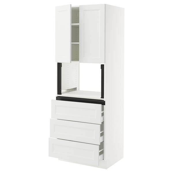 SEKTION / MAXIMERA Hi cb f micro w 3 drawers/2 doors, white/Axstad matte white, 30x24x80 "