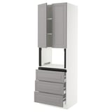 SEKTION / MAXIMERA Hi cb f micro w 3 drawers/2 doors, white/Bodbyn gray, 30x24x90 "