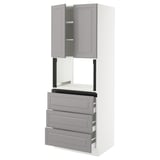 SEKTION / MAXIMERA Hi cb f micro w 3 drawers/2 doors, white/Bodbyn gray, 30x24x80 "