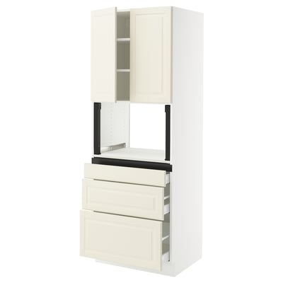 SEKTION / MAXIMERA Hi cb f micro w 3 drawers/2 doors, white/Bodbyn off-white, 30x24x80 "
