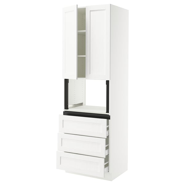 SEKTION / MAXIMERA Hi cb f micro w 3 drawers/2 doors, white Enköping/white wood effect, 30x24x90 "