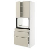 SEKTION / MAXIMERA Hi cb f micro w 3 drawers/2 doors, white/Havstorp beige, 30x24x80 "