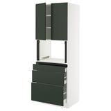 SEKTION / MAXIMERA Hi cb f micro w 3 drawers/2 doors, white/Havstorp deep green, 30x24x80 "