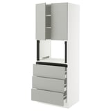 SEKTION / MAXIMERA Hi cb f micro w 3 drawers/2 doors, white/Havstorp light gray, 30x24x80 "