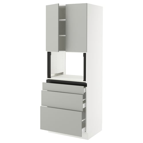 SEKTION kitchen unit: white, light grey, modern design, drawers, tall cabinet.