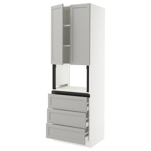 SEKTION kitchen unit, grey, wooden, rectangular with drawers and cabinets.