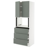 SEKTION / MAXIMERA Hi cb f micro w 3 drawers/2 doors, white/Nickebo matte grey-green, 30x24x80 "