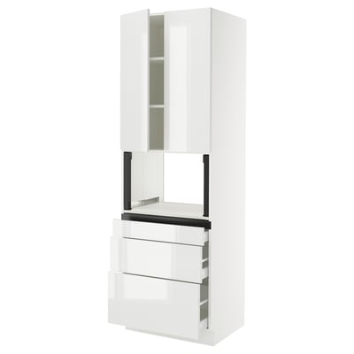 SEKTION / MAXIMERA Hi cb f micro w 3 drawers/2 doors, white/Ringhult white, 30x24x90 "