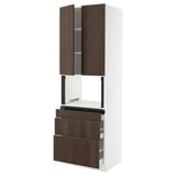 SEKTION / MAXIMERA Hi cb f micro w 3 drawers/2 doors, white/Sinarp brown, 30x24x90 "