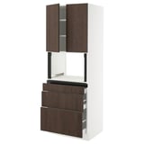 SEKTION / MAXIMERA Hi cb f micro w 3 drawers/2 doors, white/Sinarp brown, 30x24x80 "