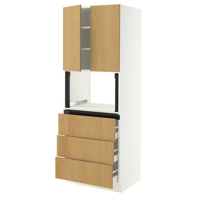 Oak & white ikea SEKTION kitchen cabinet - 2 doors, 3 drawers, adjustable shelves