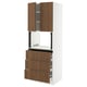 SEKTION / MAXIMERA Hi cb f micro w 3 drawers/2 doors, white/Tistorp brown walnut effect, 30x24x80 "
