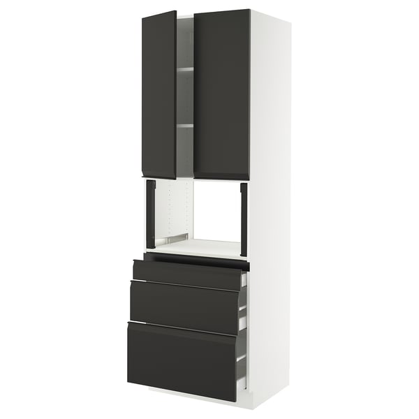 SEKTION / MAXIMERA Hi cb f micro w 3 drawers/2 doors, white/Upplöv matte anthracite, 30x24x90 "