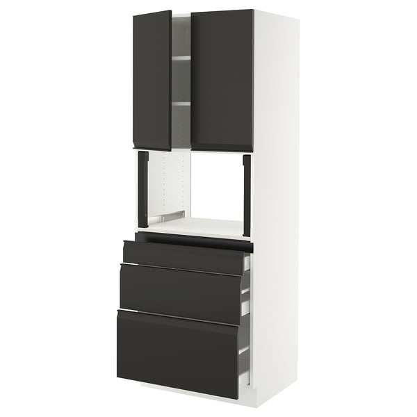 SEKTION / MAXIMERA Hi cb f micro w 3 drawers/2 doors, white/Upplöv matte anthracite, 30x24x80 "