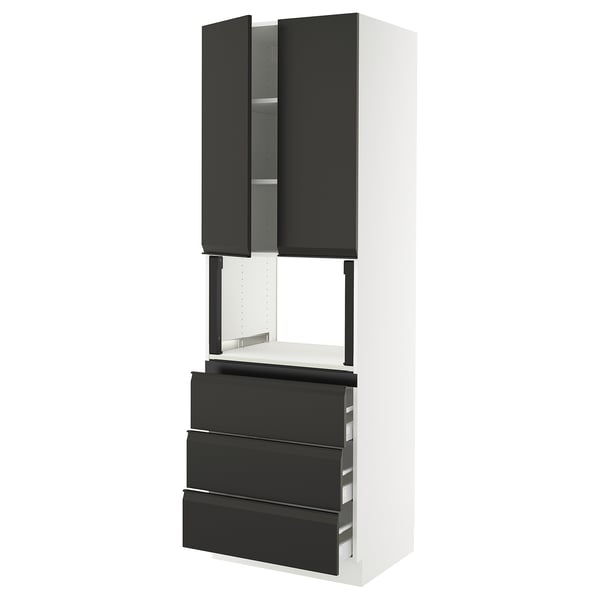 SEKTION / MAXIMERA Hi cb f micro w 3 drawers/2 doors, white/Upplöv matte anthracite, 30x24x90 "