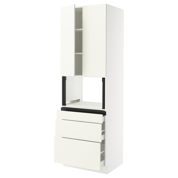 SEKTION / MAXIMERA Hi cb f micro w 3 drawers/2 doors, white/Vallstena white, 30x24x90 "