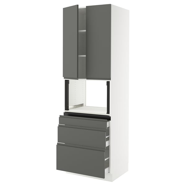 SEKTION / MAXIMERA Hi cb f micro w 3 drawers/2 doors, white/Voxtorp dark gray, 30x24x90 "