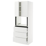SEKTION / MAXIMERA Hi cb f micro w 3 drawers/2 doors, white/Voxtorp matte white, 30x24x80 "