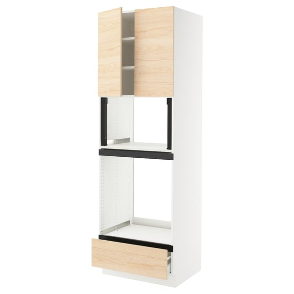 SEKTION / MAXIMERA Hi cb f oven/micro w drawer/2 doors, white/Askersund light ash effect, 30x24x90 "