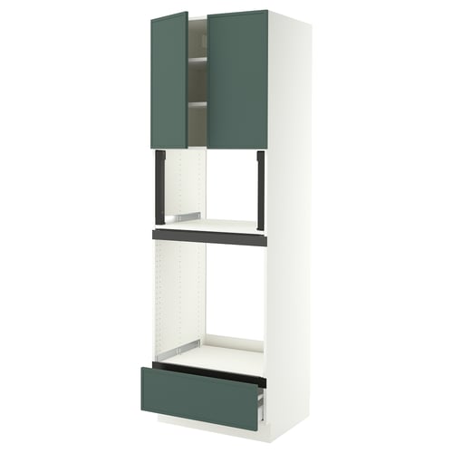 SEKTION / MAXIMERA Hi cb f oven/micro w drawer/2 doors, white/Aspudden dark gray-green, 30x24x90 "
