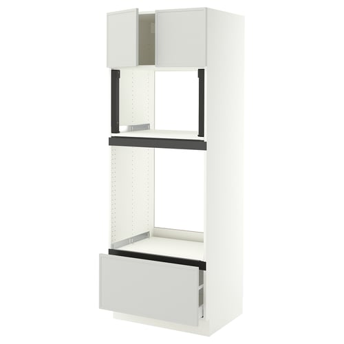 SEKTION / MAXIMERA Hi cb f oven/micro w drawer/2 doors, white/Aspudden light gray, 30x24x80 "
