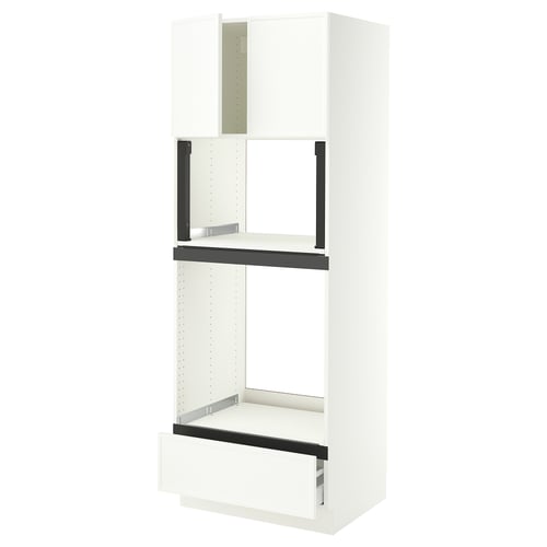 SEKTION / MAXIMERA Hi cb f oven/micro w drawer/2 doors, white/Aspudden matte white, 30x24x80 "
