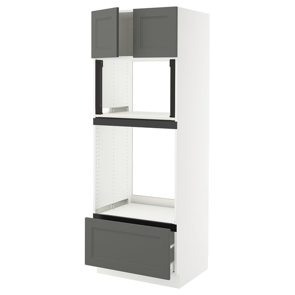 SEKTION / MAXIMERA Hi cb f oven/micro w drawer/2 doors, white/Axstad dark gray, 30x24x80 "