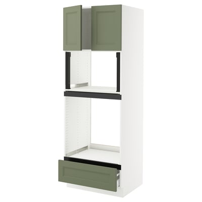 SEKTION / MAXIMERA Hi cb f oven/micro w drawer/2 doors, white/Axstad gray-green, 30x24x80 "