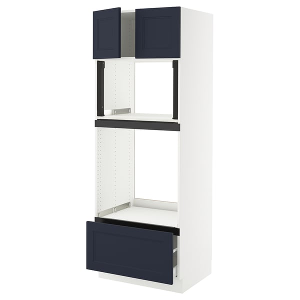 SEKTION / MAXIMERA Hi cb f oven/micro w drawer/2 doors, white Axstad/matte blue, 30x24x80 "