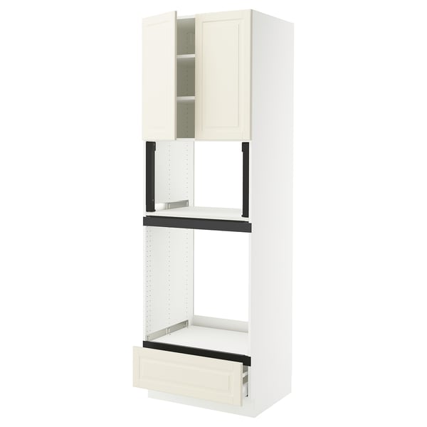 SEKTION / MAXIMERA Hi cb f oven/micro w drawer/2 doors, white/Bodbyn off-white, 30x24x90 "