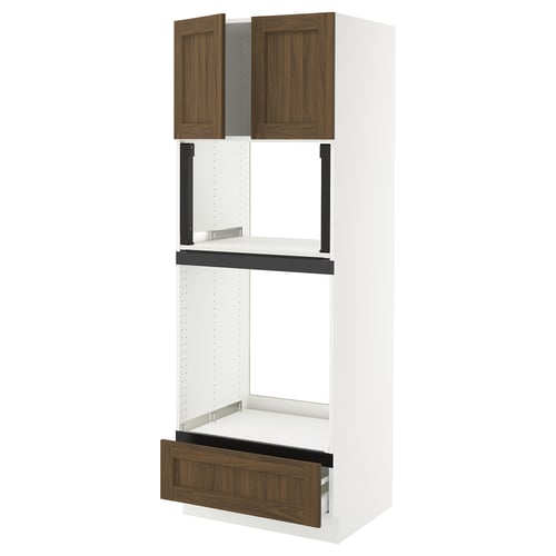 Ikea SEKTION kitchen unit with walnut-colored doors.