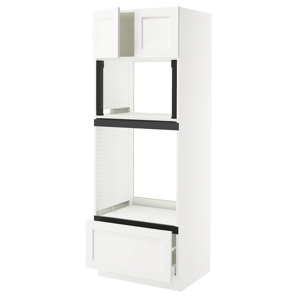 SEKTION / MAXIMERA Hi cb f oven/micro w drawer/2 doors, white Enköping/white wood effect, 30x24x80 "
