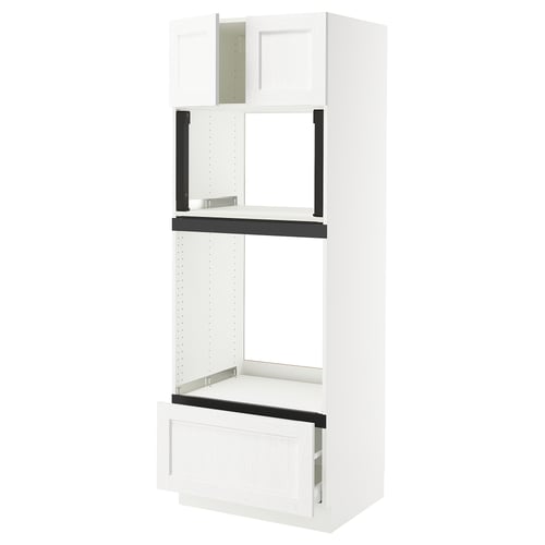 SEKTION kitchen unit, white, rectangular, multi-level with drawers, sleek modern design.