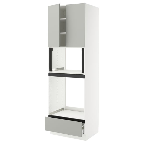 SEKTION / MAXIMERA Hi cb f oven/micro w drawer/2 doors, white/Havstorp light gray, 30x24x90 "