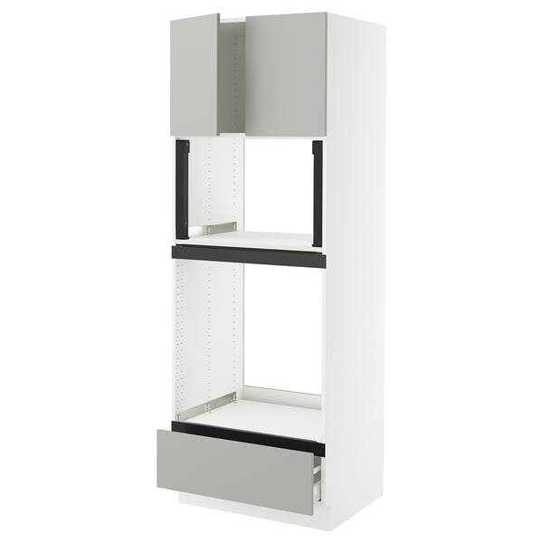 SEKTION / MAXIMERA Hi cb f oven/micro w drawer/2 doors, white/Havstorp light gray, 30x24x80 "