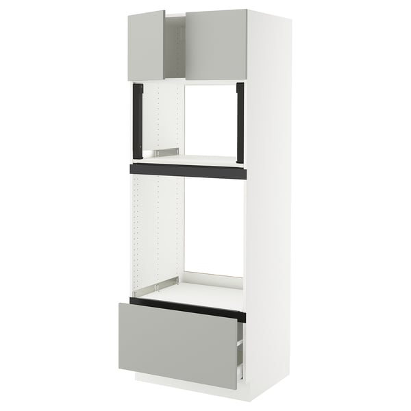 SEKTION / MAXIMERA Hi cb f oven/micro w drawer/2 doors, white/Havstorp light gray, 30x24x80 "
