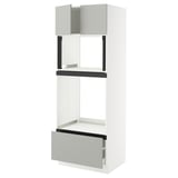 SEKTION / MAXIMERA Hi cb f oven/micro w drawer/2 doors, white/Havstorp light gray, 30x24x80 "