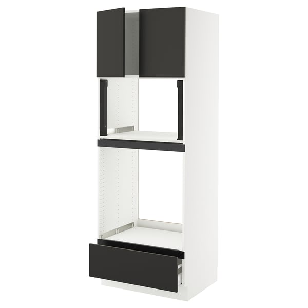 SEKTION / MAXIMERA Hi cb f oven/micro w drawer/2 doors, white/Nickebo matte anthracite, 30x24x80 "