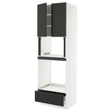 SEKTION / MAXIMERA Hi cb f oven/micro w drawer/2 doors, white/Nickebo matte anthracite, 30x24x90 "