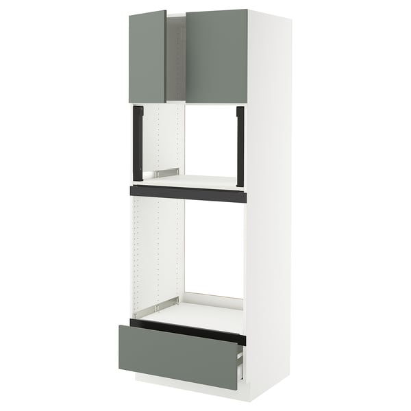 SEKTION / MAXIMERA Hi cb f oven/micro w drawer/2 doors, white/Nickebo matte grey-green, 30x24x80 "